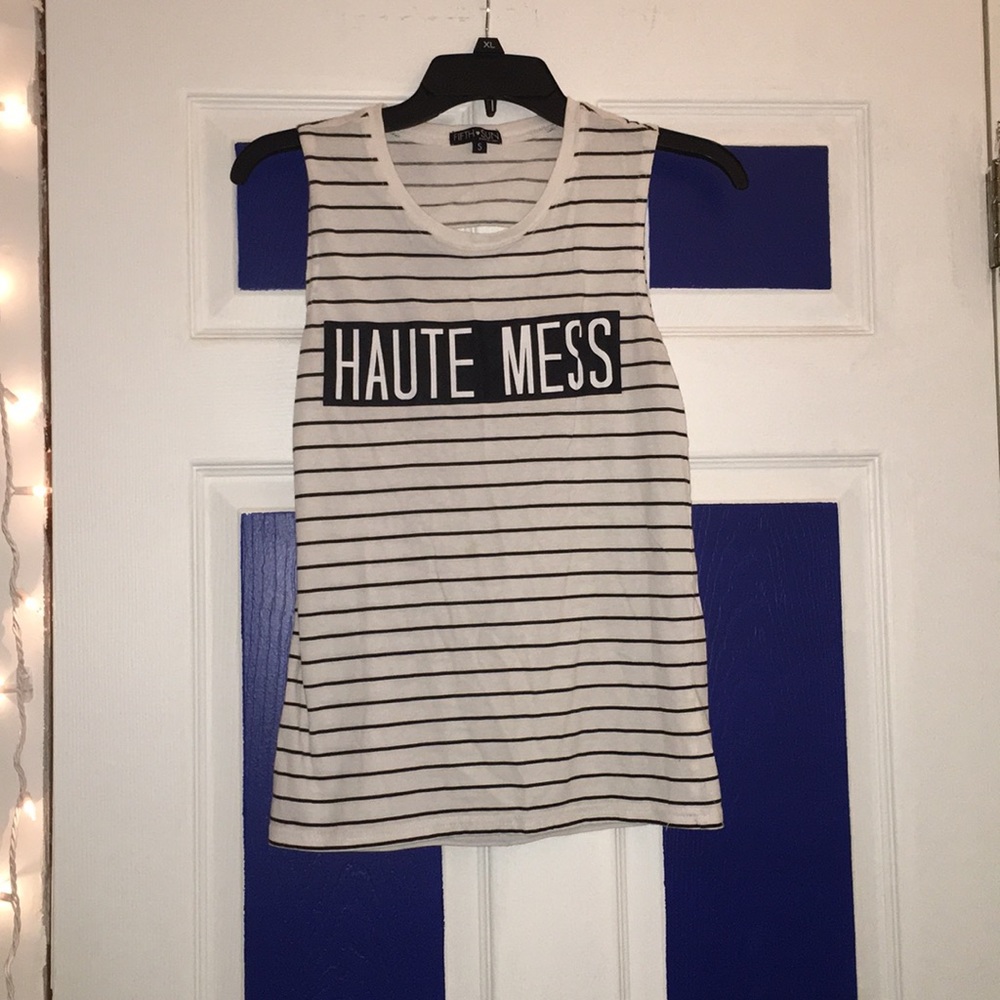 Cut-off, black and white tee shirt